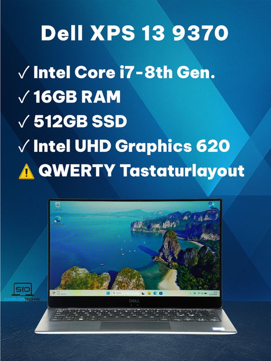 Dell XPS 13 9370 Intel Core i7-8550U 16GB RAM 512GB SSD  13,3'' FHD QWERTY Win11