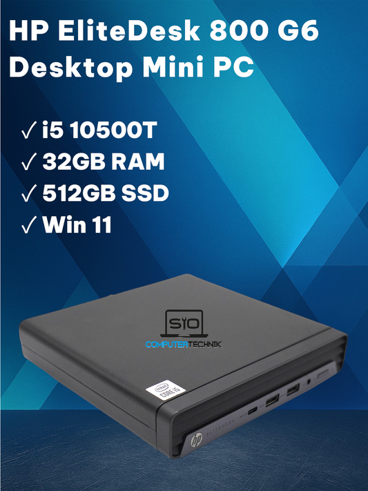 HP EliteDesk 800 G6 Desktop Mini PC Intel Core i5-10500T 32GB RAM 512GB SSD