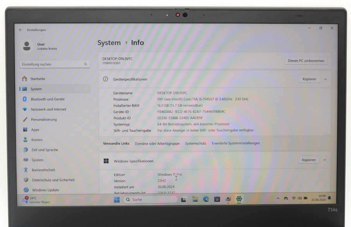 Lenovo ThinkPad T14s Gen 2 i5-1145G7 16GB RAM 512GB SSD FullHD IPS Backlight