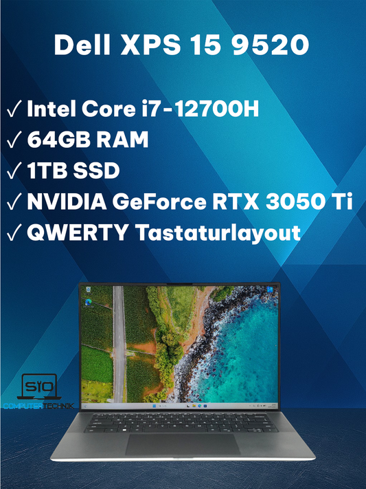 Dell XPS 15 9520 i7-12700H 64GB RAM 1TB SSD RTX 3050 Ti 15,6'' FHD+ QWERTY #F1