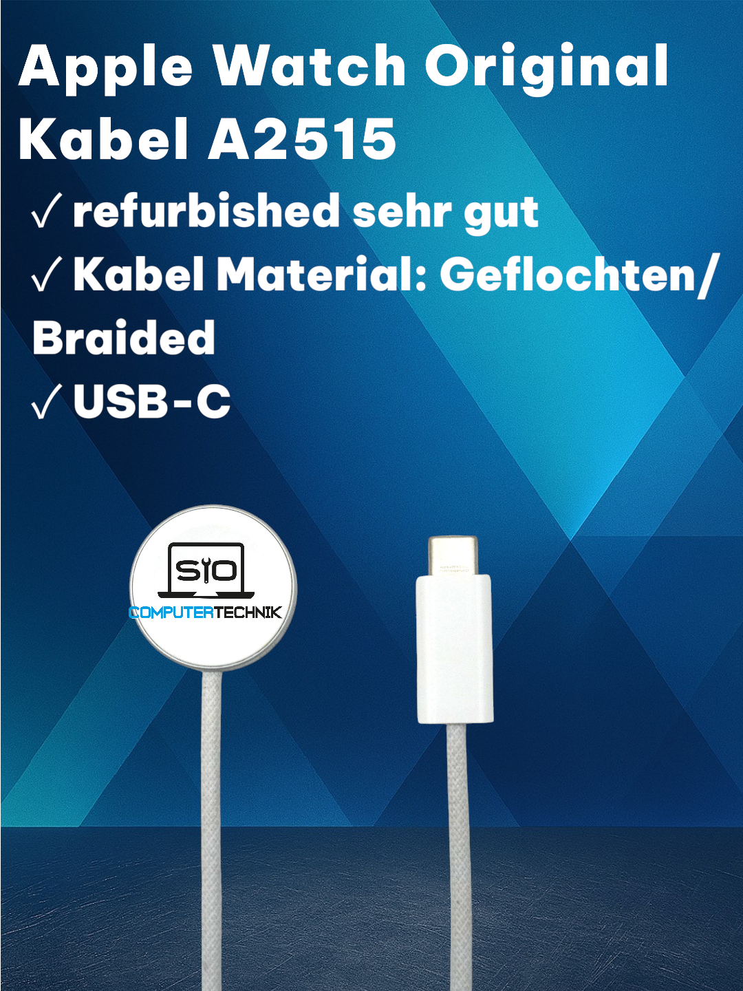 🍏 Apple Watch Magnetic Fast Charger USB-C Kabel A2515 – Geflochten
