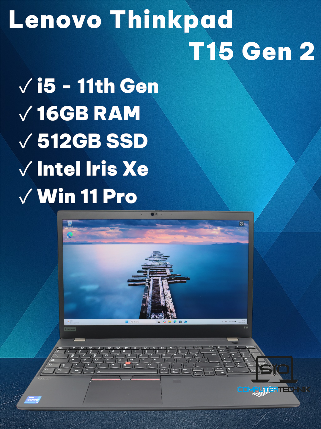 Lenovo ThinkPad T15 Gen2 i5-1145G7 16GB RAM 512GB SSD 15,6" FHD Win11 #K1