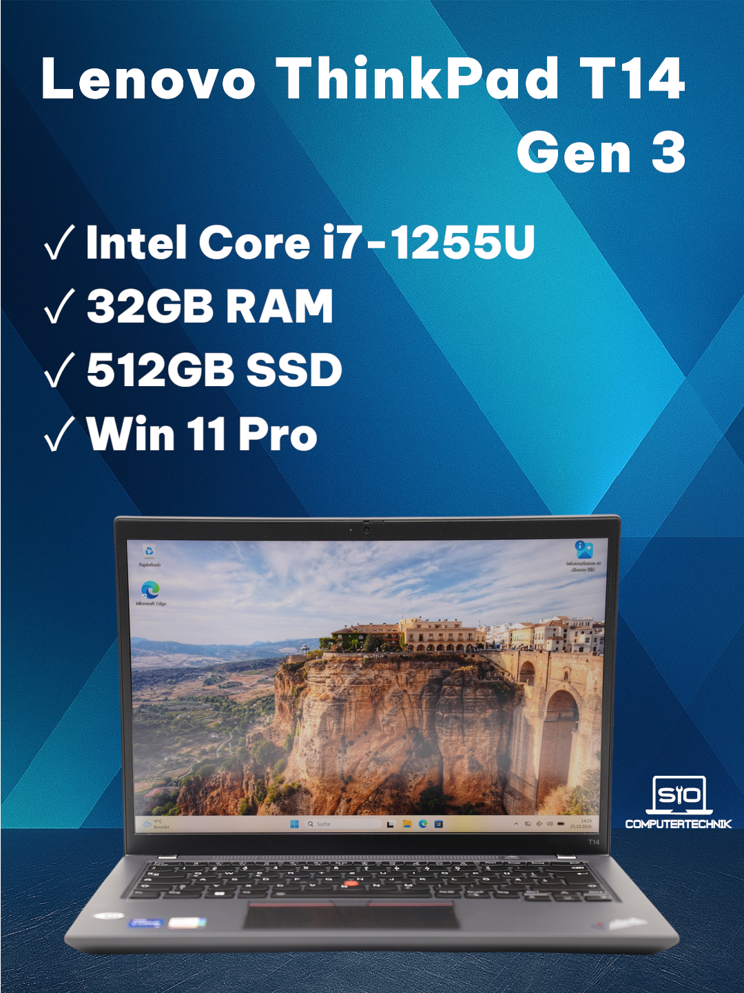 Lenovo ThinkPad T14 Gen 3 i7-1255U 32GB RAM 512GB SSD Iris Xe 14'' WUXGA Win11