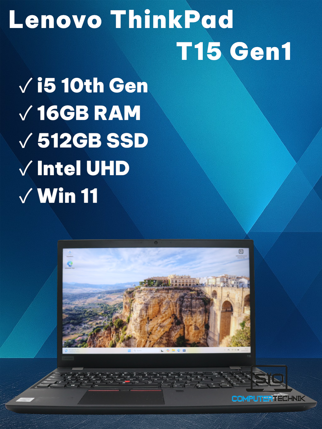 Lenovo ThinkPad T15 Gen1 i5-10th 16GB RAM 512GB SSD 15,6" Full HD  Win11