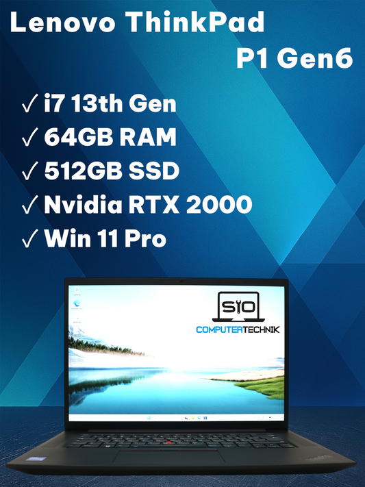 Lenovo ThinkPad P1 Gen6 – i7-13700H 64GB RAM 512GB SSD 16″ HD Nvidia RTX2000 Ada