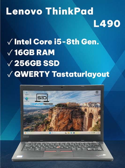 Lenovo ThinkPad L490 i5-8265U 16GB RAM 256GB SSD 14'' FHD IPS QWERTY Win11