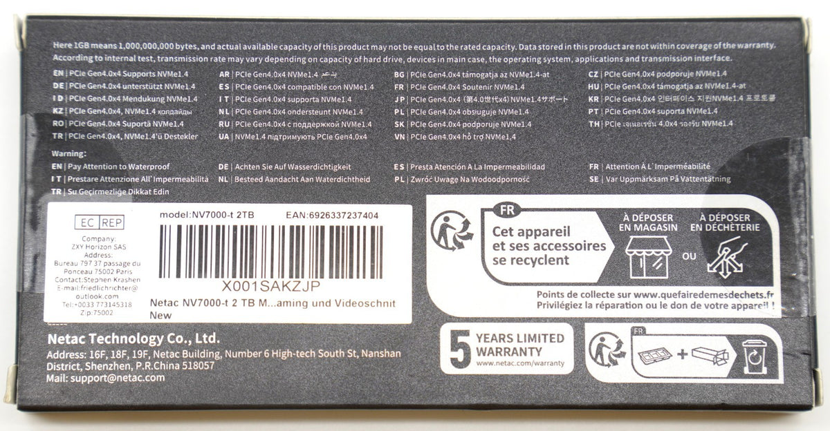Netac NV7000-t 2TB NVMe SSD PCIe 4.0 x4 M.2 2280 Neu