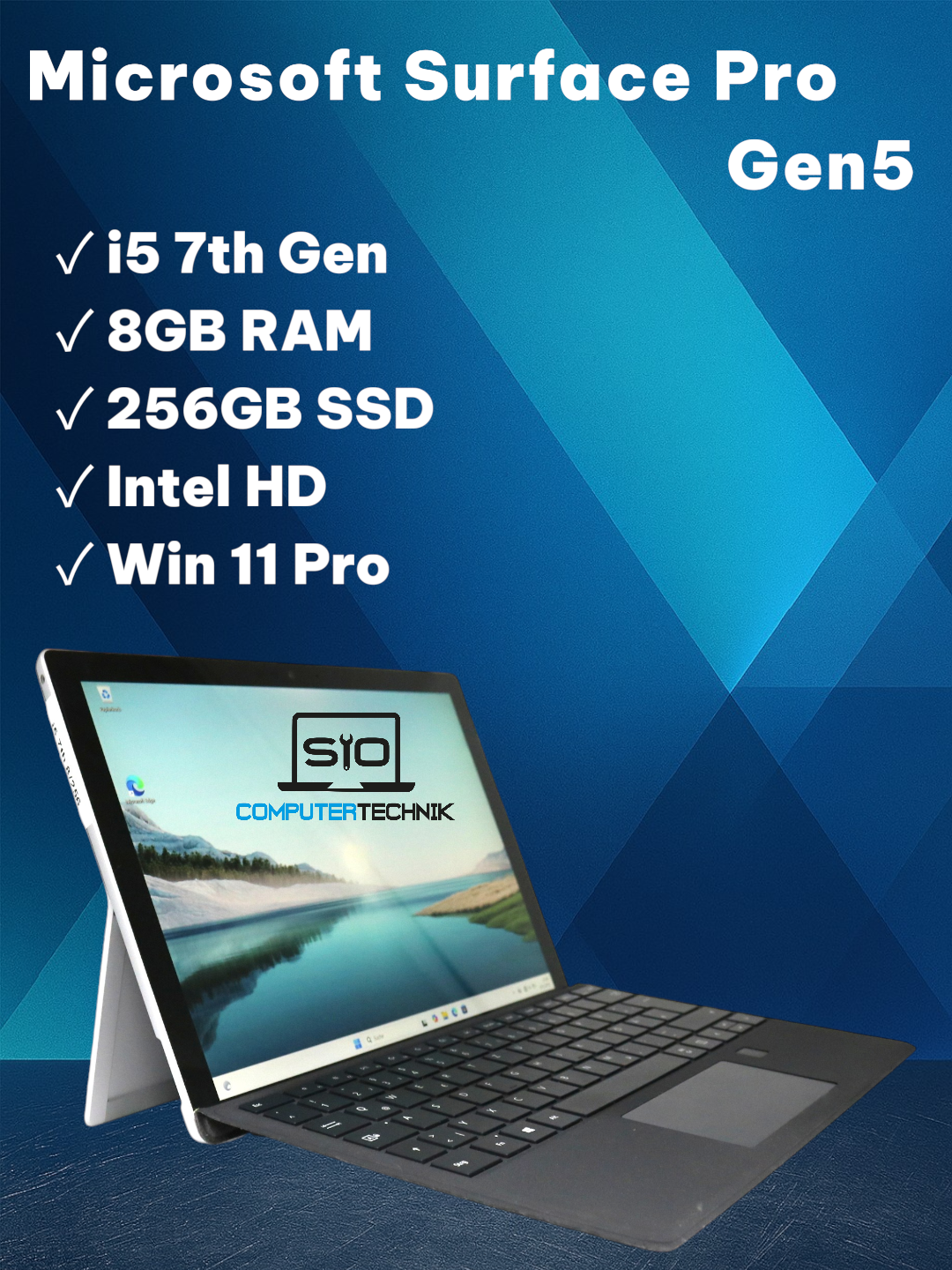 Microsoft Surface Pro 5 i5-7300u 8GB RAM 256GB SSD 2K Display TOUCH 2in1  Dock