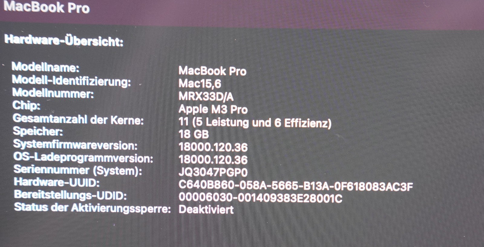 MacBook Pro 14" 2023 M3 Pro Chip 18GB RAM 512GB SSD QWERTY 100% Kapazität #18