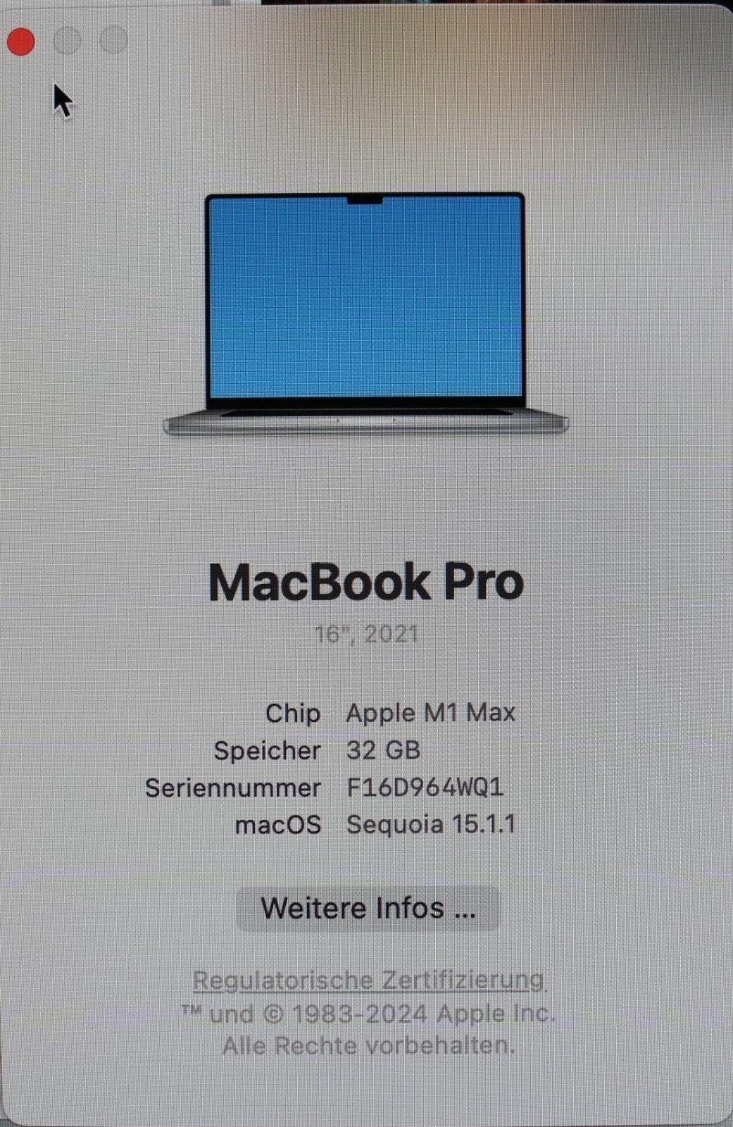 Apple MacBook Pro 2021 16 Zoll M1 Max 32GB 1TB SSD Liquid Retina XDR #Display