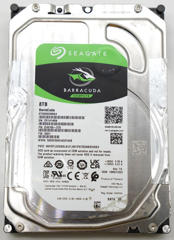Seagate BarraCuda 8TB HDD ST8000DM004 3,5" SATA 6Gb/s Wie Neu 100% Health