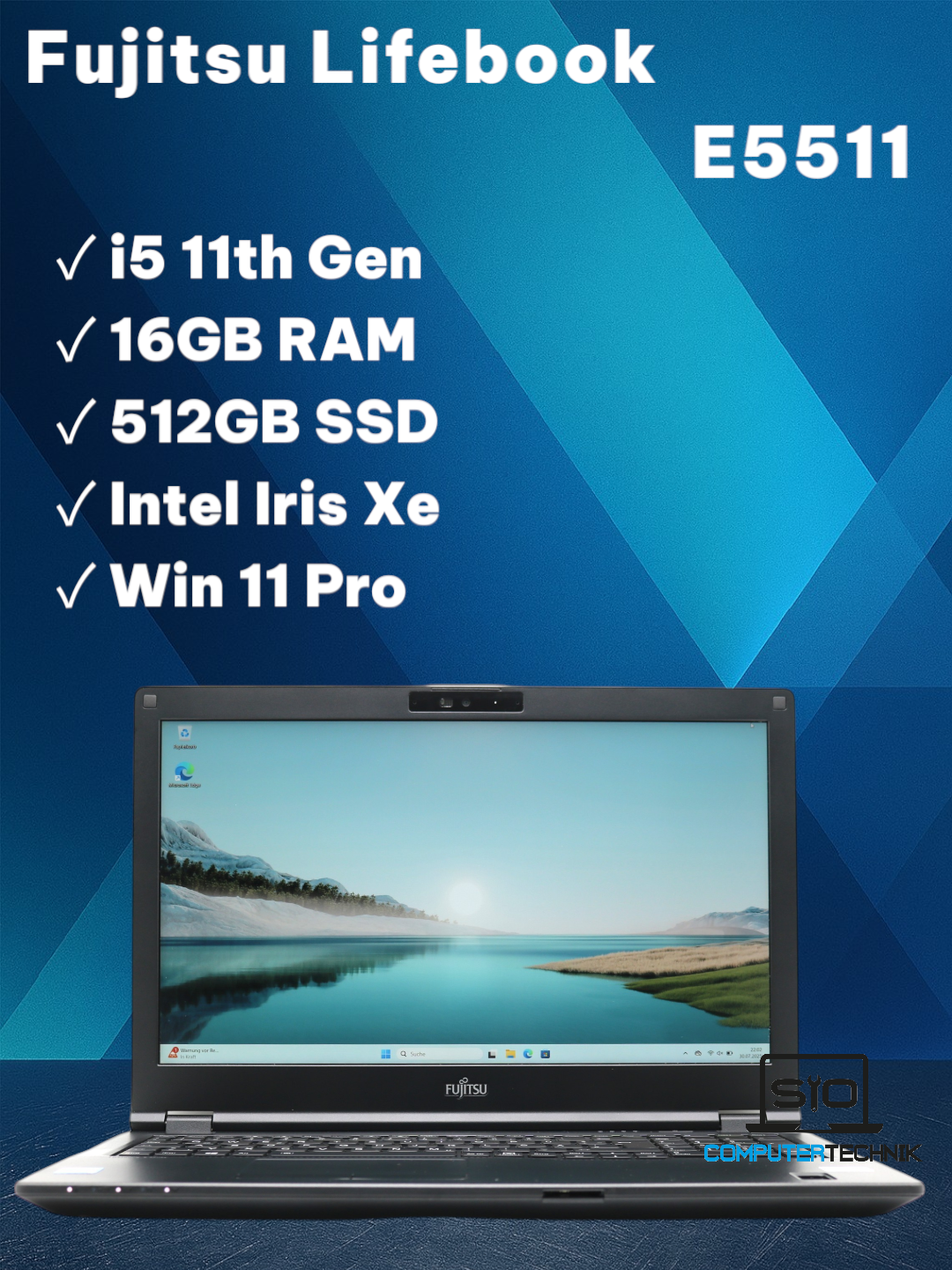 Fujitsu Lifebook E5511 – i5-11th 16GB RAM 256GB SSD 15,6" FullHD Iris Xe  Win11
