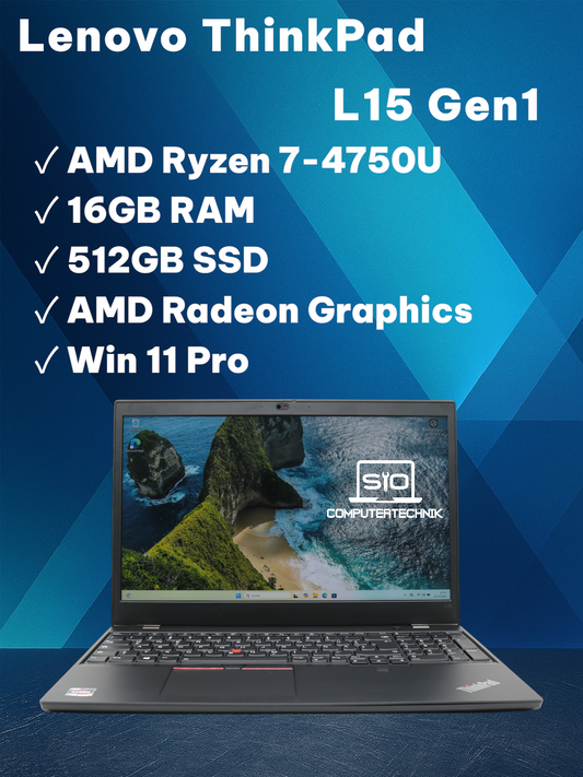 Lenovo ThinkPad L15 Gen1 Ryzen 7 Pro 4750U 16GB RAM 512GB SSD 15,6 FullHD Win11