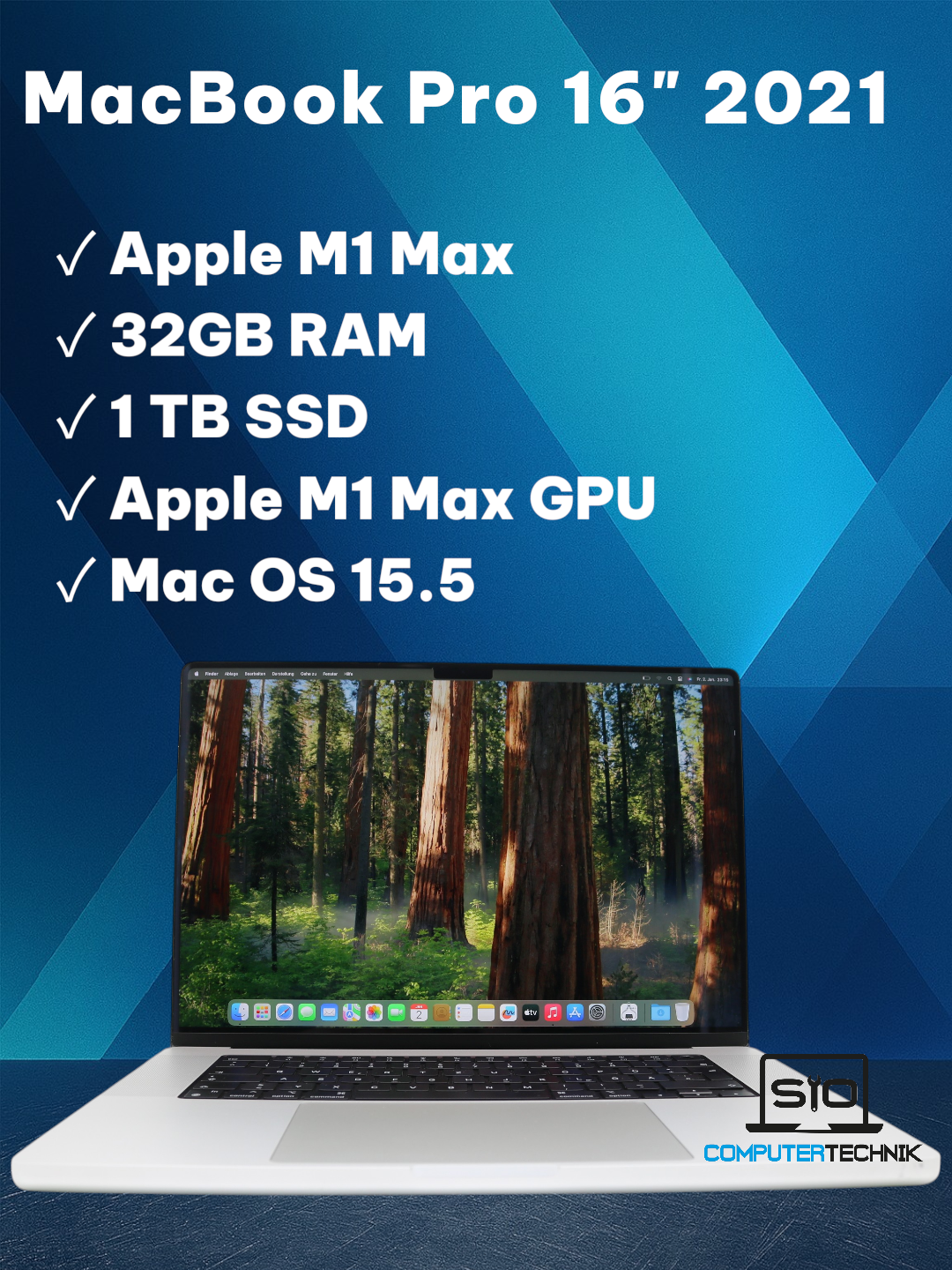 Apple MacBook Pro 2021 16 Zoll M1 Max 32GB 1TB SSD Retina nur 105 Ladzyk #105