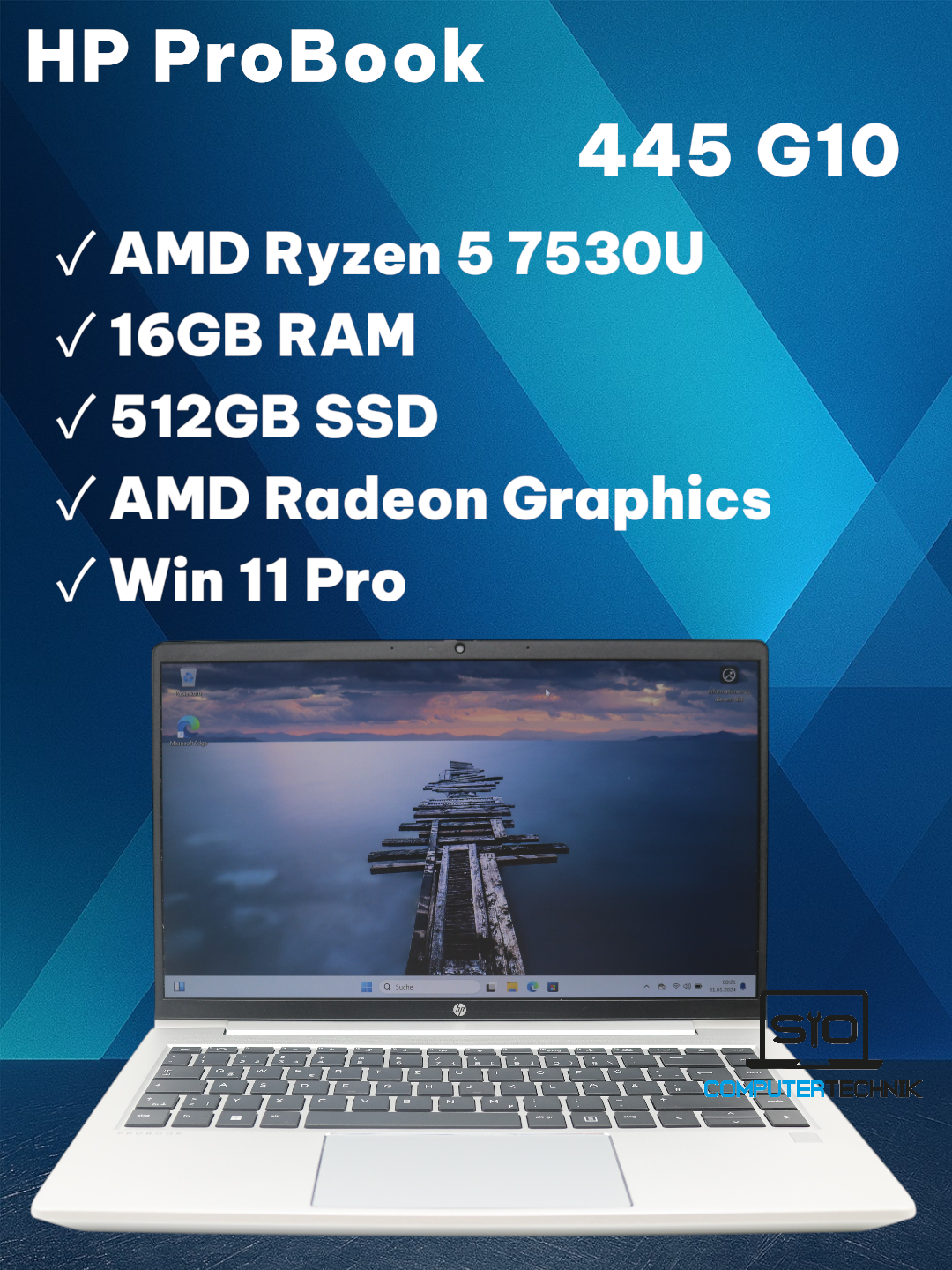 HP ProBook 445 14" G10 Ryzen 5 7530U 6 Kerne 16GB RAM 512GB SSD Win11 B-Ware
