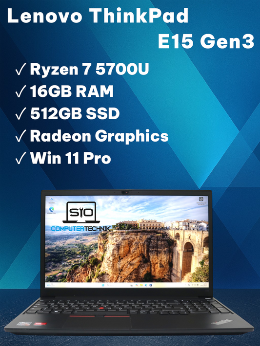 Lenovo Thinkpad E15 Gen3 AMD Ryzen 7 5700U 16B RAM 512GB SSD 15,6 FHD Win11 #L1