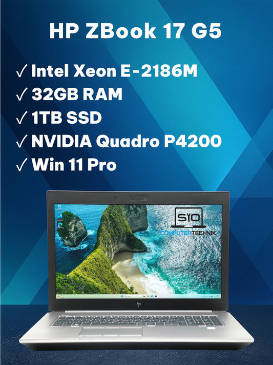 HP Zbook 17 G5 Xeon E-2186M 32GB RAM 1TB SSD NVIDIA Quadro P4200 17,3 Zoll Win11