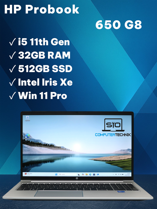 HP Probook 650 G8 i5-1145G7 32GB RAM 512GB SSD Intel Iris 15,6" FullHD Backlight
