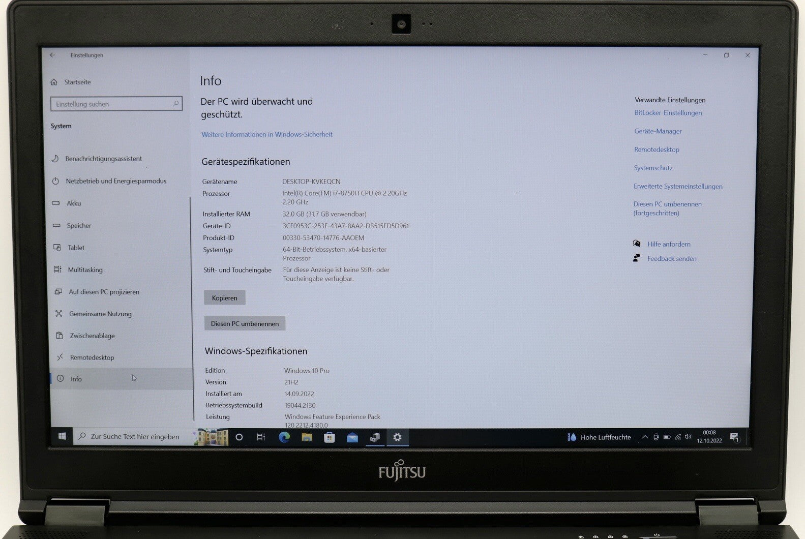 Fujitsu Celsius H780 i7-8750H 32GB RAM 512 SSD NVMe 15,6 FullHD + Dock + 2NT