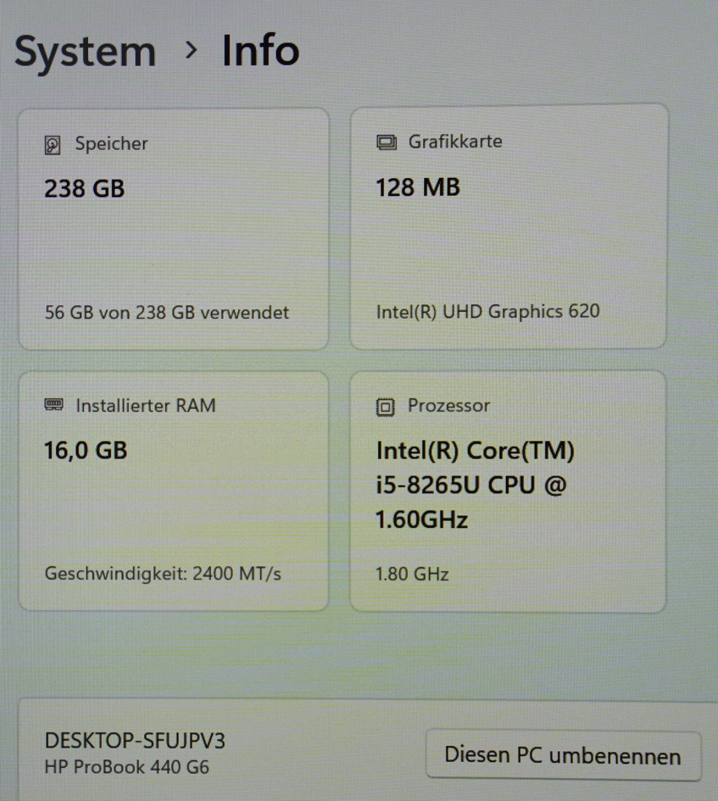 HP Probook 440 G6 i5-8th 16GB RAM 256GB SSD 14" FullHD Win11