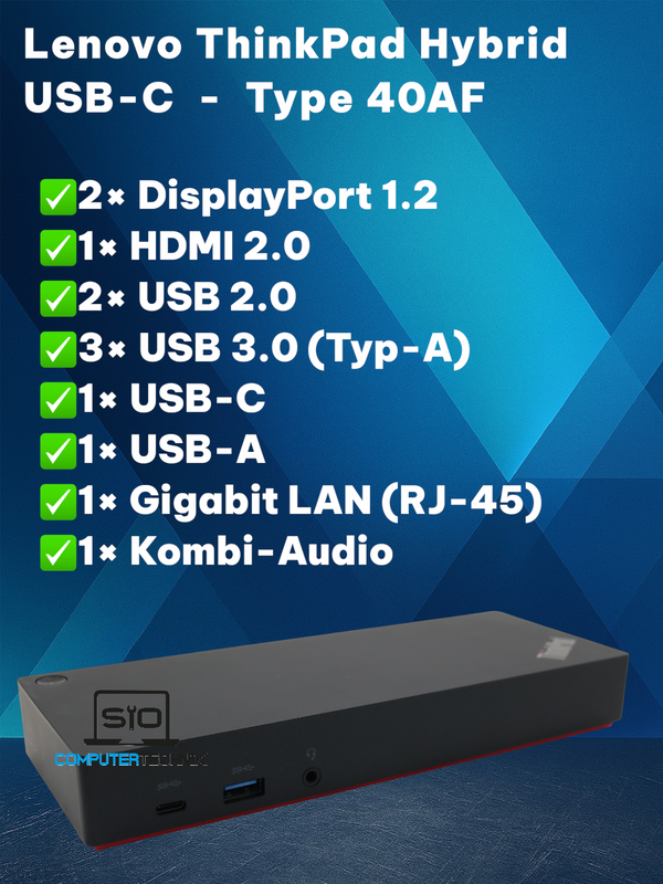 Lenovo ThinkPad Hybrid USB-C mit USB-A Dock – Type 40AF | inkl. Netzteil & Kabel