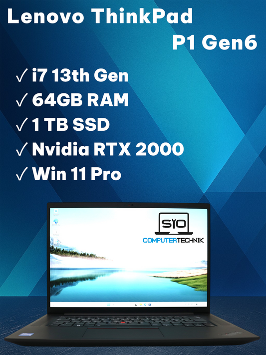 Lenovo ThinkPad P1 Gen6 – i7-13700H 64GB RAM 1 TB SSD 16″ HD Nvidia RTX2000 Ada