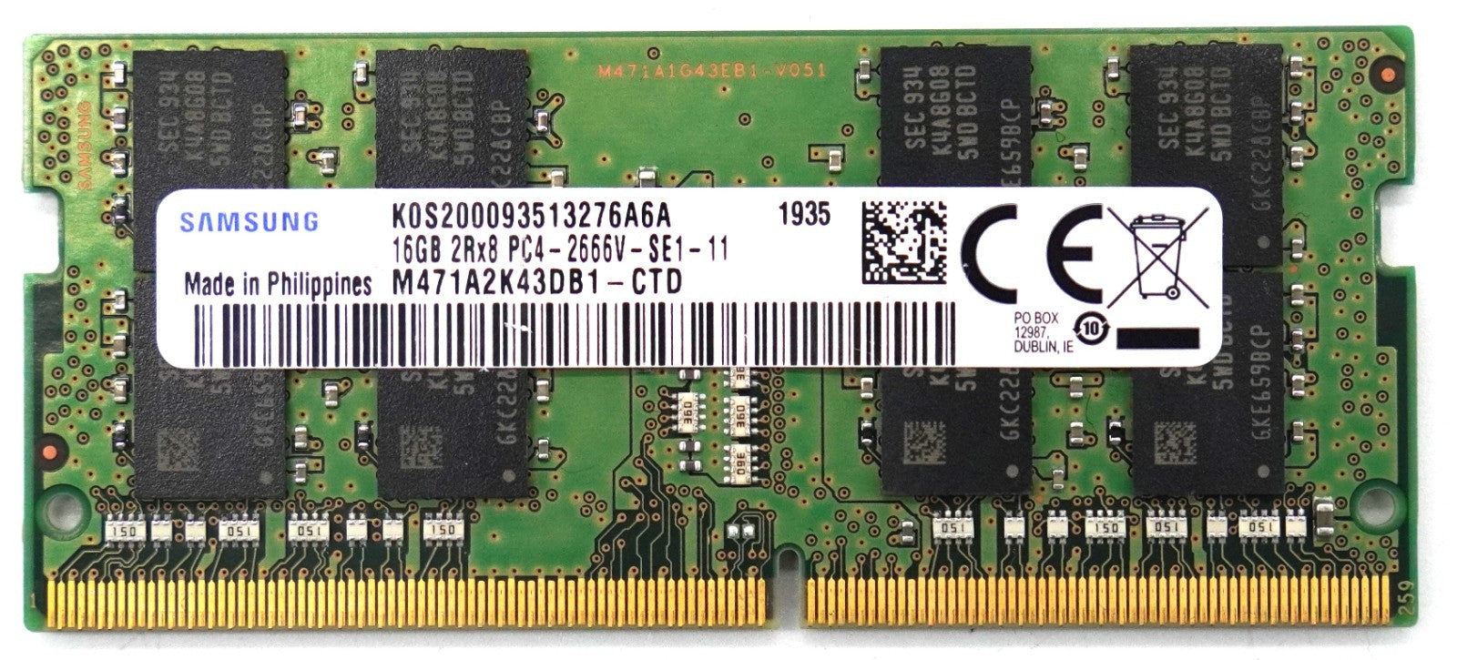 Samsung 16GB DDR4 2666MHz SO-DIMM Laptop RAM (2Rx8) PC4-2666V-SE1-11