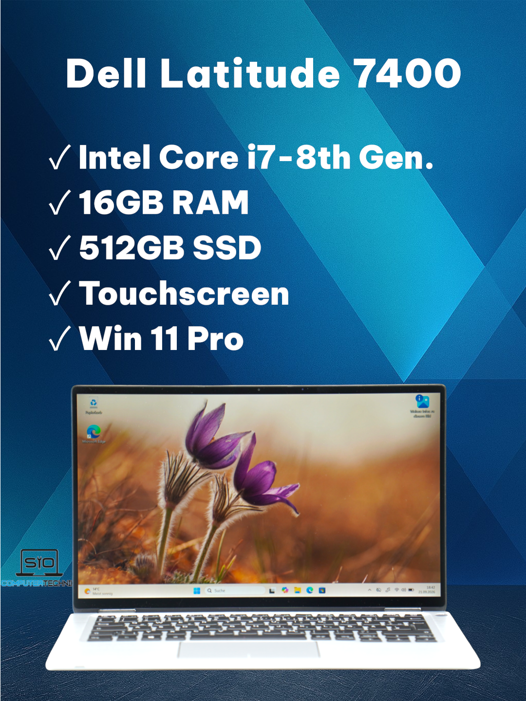 Dell Latitude 7400 2in1 i7-8665U 16GB RAM 512GB SSD NVMe TOUCHSCREEN Win11 #K1