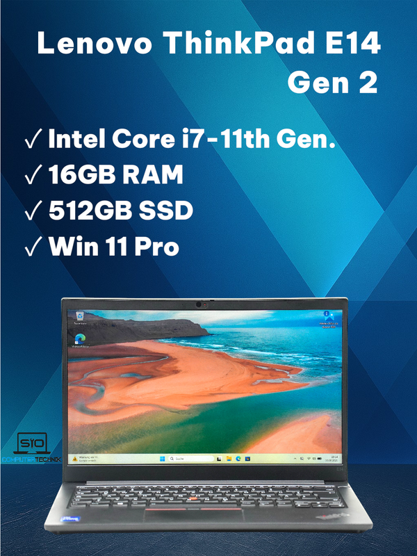 Lenovo ThinkPad E14 Gen2 Intel i7-1165G7 16GB RAM 512GB SSD 14" FullHD Win11 #E1
