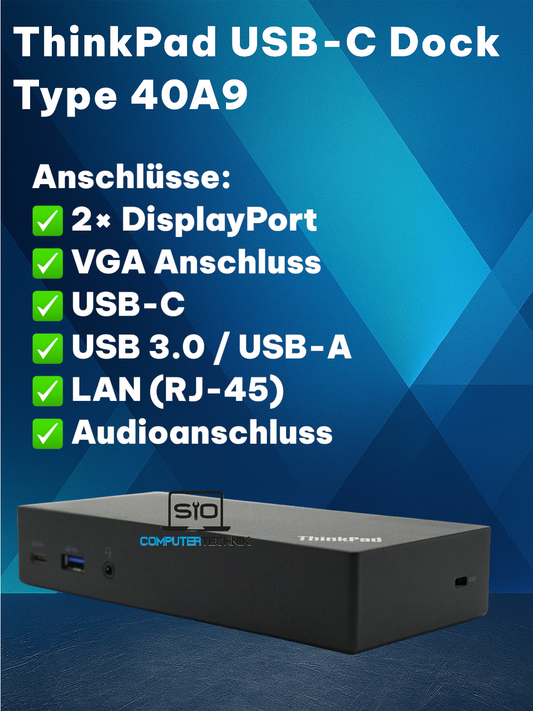 Lenovo  Thinkpad USB C Dock 40A9  Dockingstation mit Netzteil 90W + USB-C Kabel