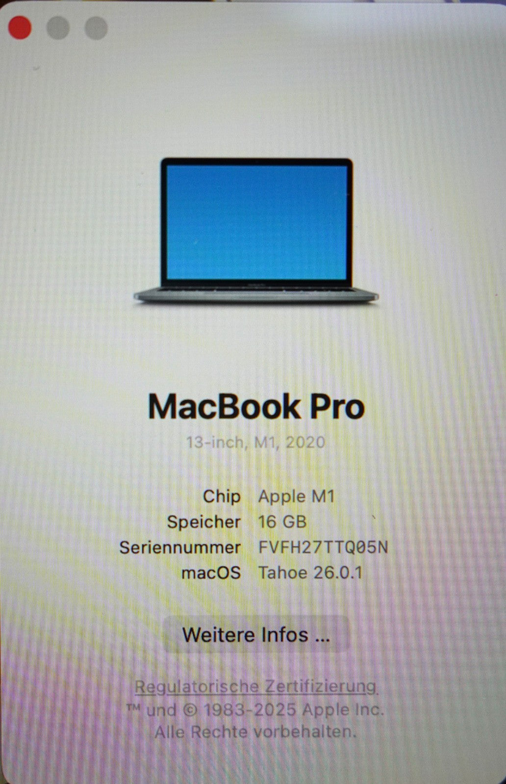 Apple MacBook Pro 13,3" M1 2020 16GB RAM 256GB SSD Retina Display OS Tahoe #387