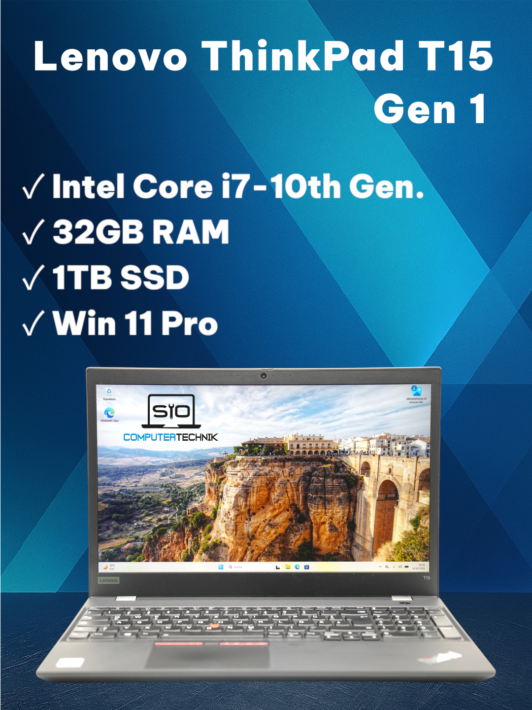 Lenovo ThinkPad T15 Gen1 i7-10510U 32GB RAM 1TB SSD FHD 15,6'' FullHD Win11