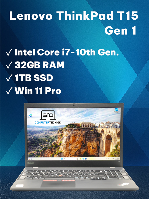 Lenovo ThinkPad T15 Gen1 i7-10510U 32GB RAM 1TB SSD FHD 15,6'' FullHD Win11
