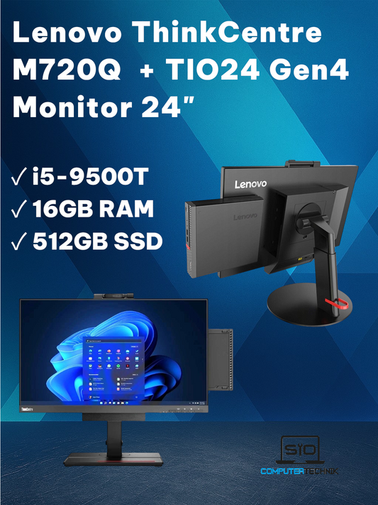 Lenovo ThinkCentre M720Q i5-9500T + TIO24 Gen4 Monitor 24" FullHD All-in-One