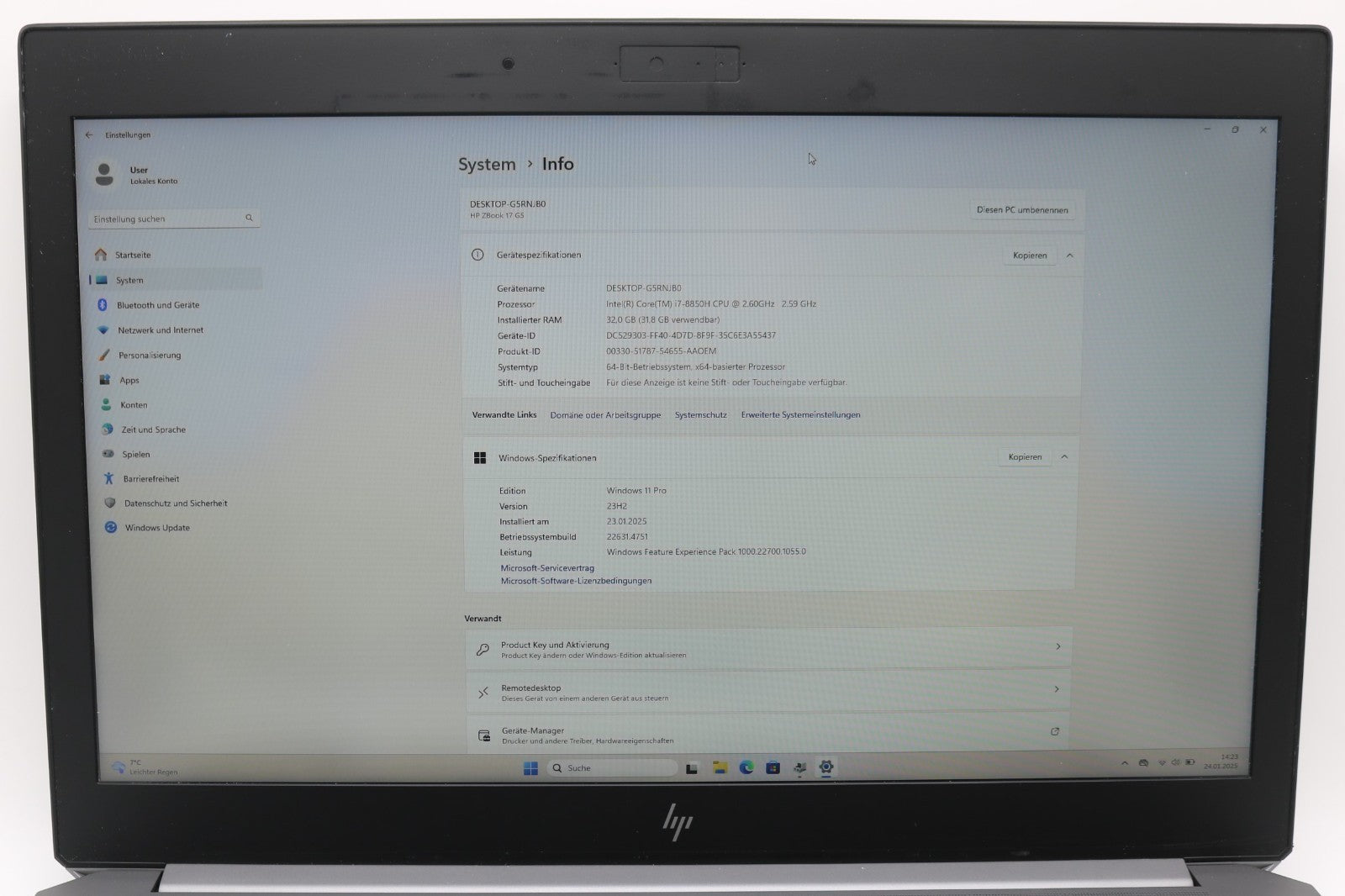 HP Zbook 17 G5 i7-8850H 32GB RAM 2x512GB SSD NVMe NVIDIA Quadro P1000 Win11