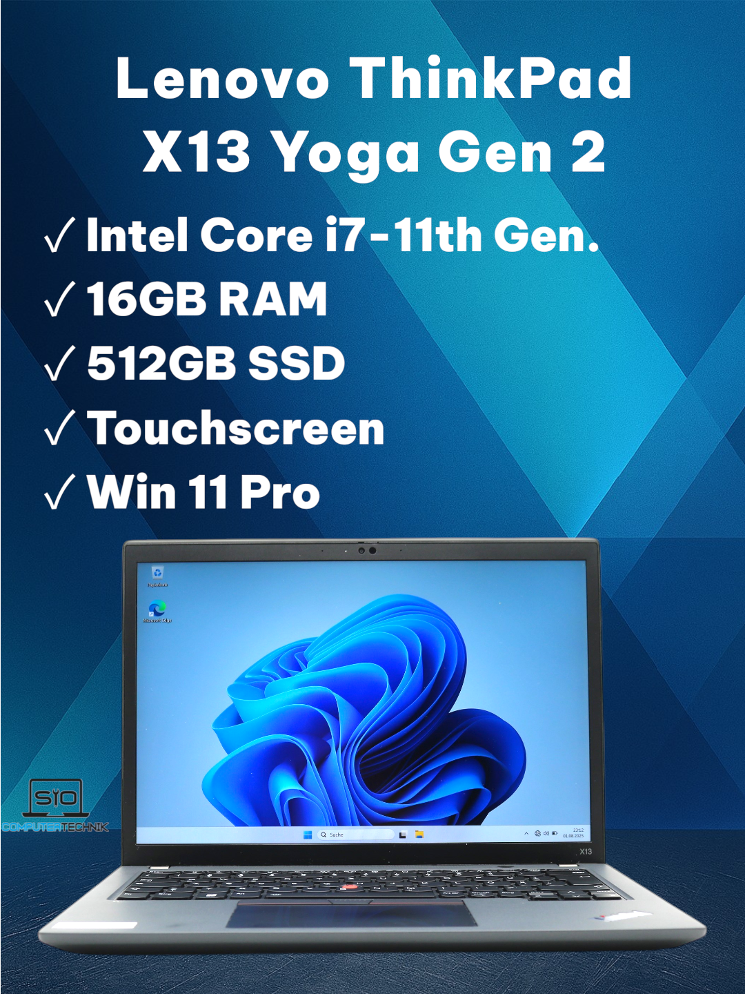 Lenovo ThinkPad X13 Yoga Gen 2 i7-1165G7 16GB RAM 512GB SSD 13,3" FHD Touch #D11