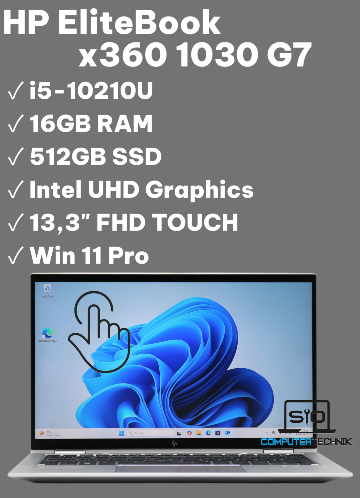 HP Elitebook x360 1030 G7 i5-10210U 16GB RAM 512GB SSD FullHD Touch Fingerprint