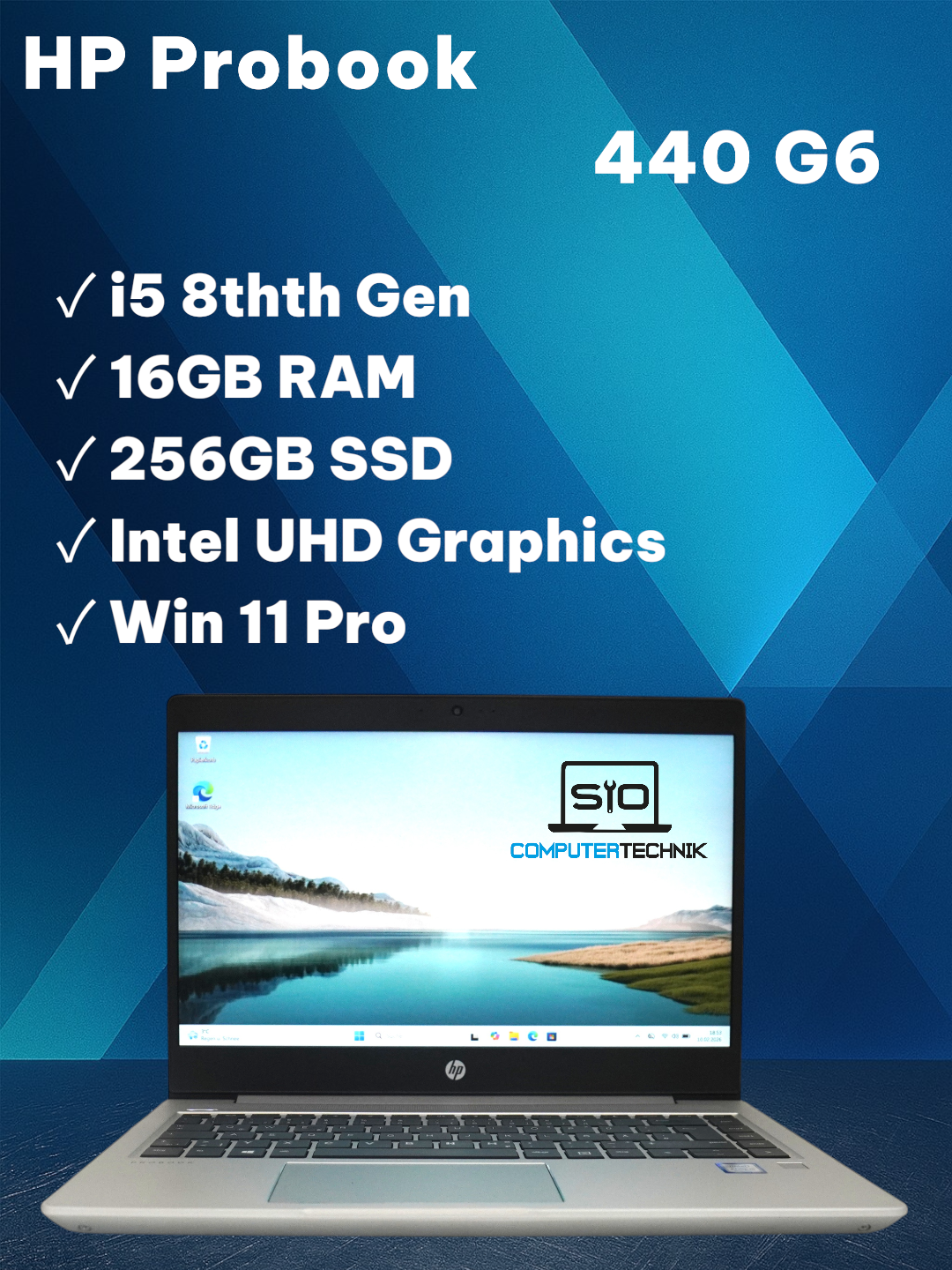 HP Probook 440 G6 i5-8th 16GB RAM 256GB SSD 14" FullHD Win11