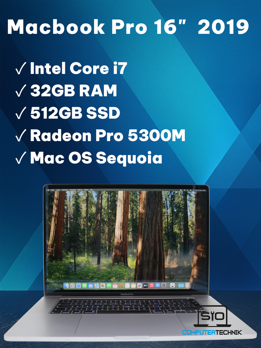 MacBook Pro 2019 16" i7-9th Gen 32GB RAM 512GB SSD AMD Radeon 5300 #696