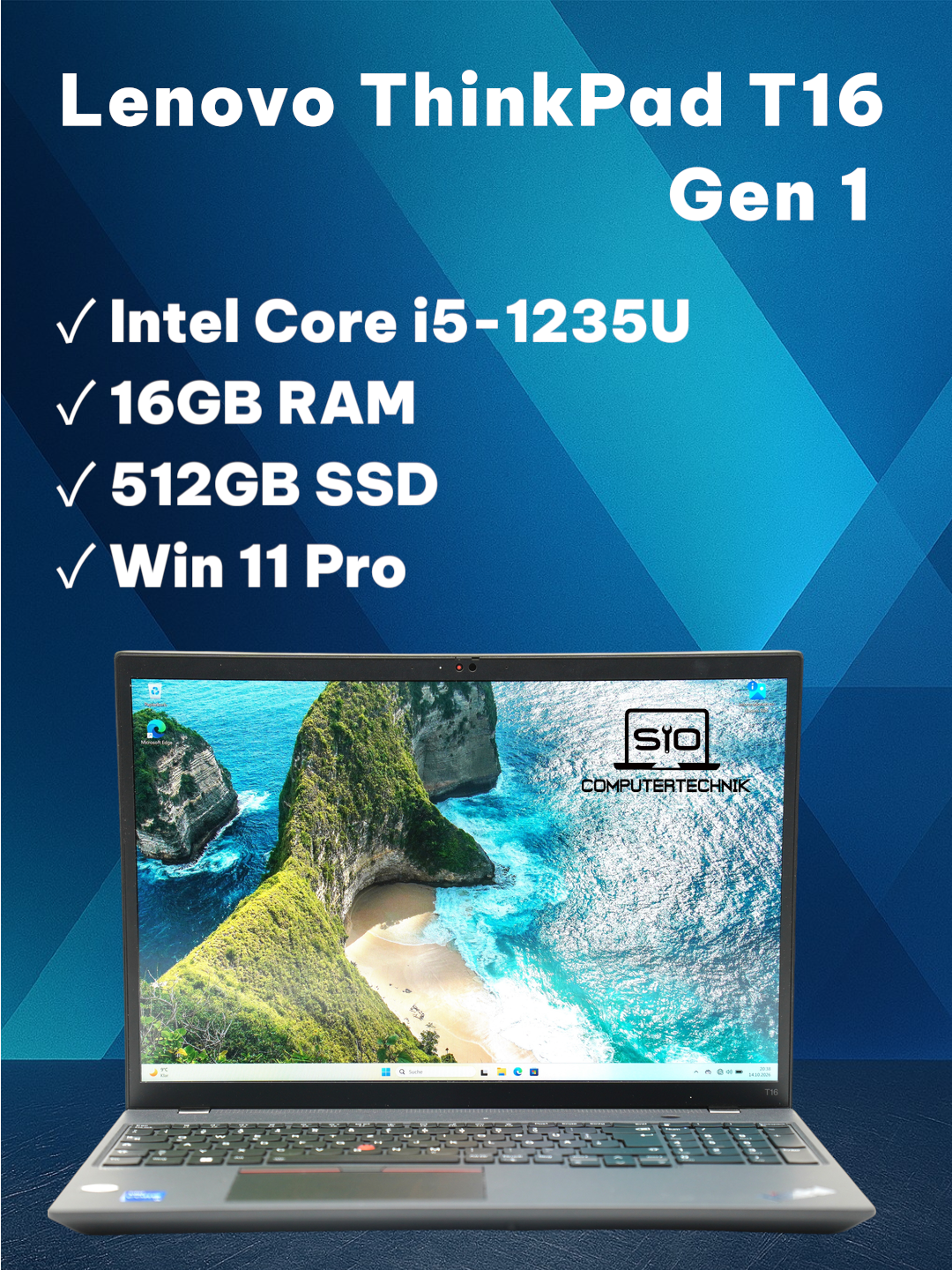 Lenovo ThinkPad T16 Gen1 i5-1235U 16GB RAM 512GB SSD 15,6'' WQXGA Display W11 #B