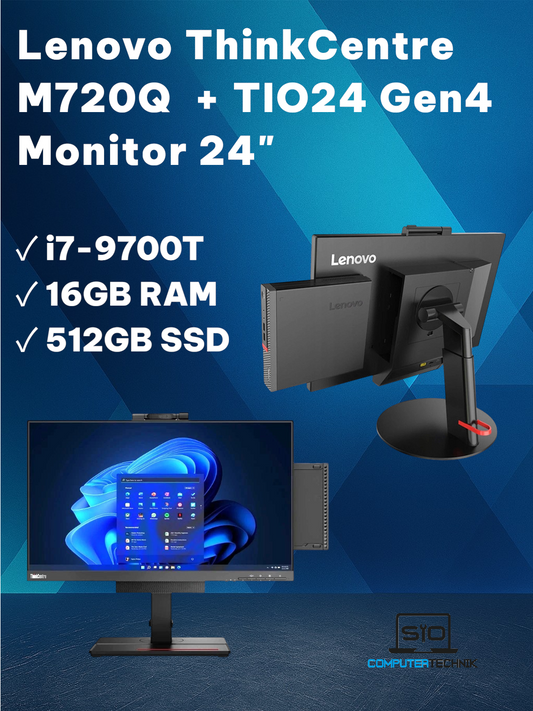 Lenovo ThinkCentre M720Q i7-9700T + TIO24 Gen4 Monitor 24" FullHD All-in-One