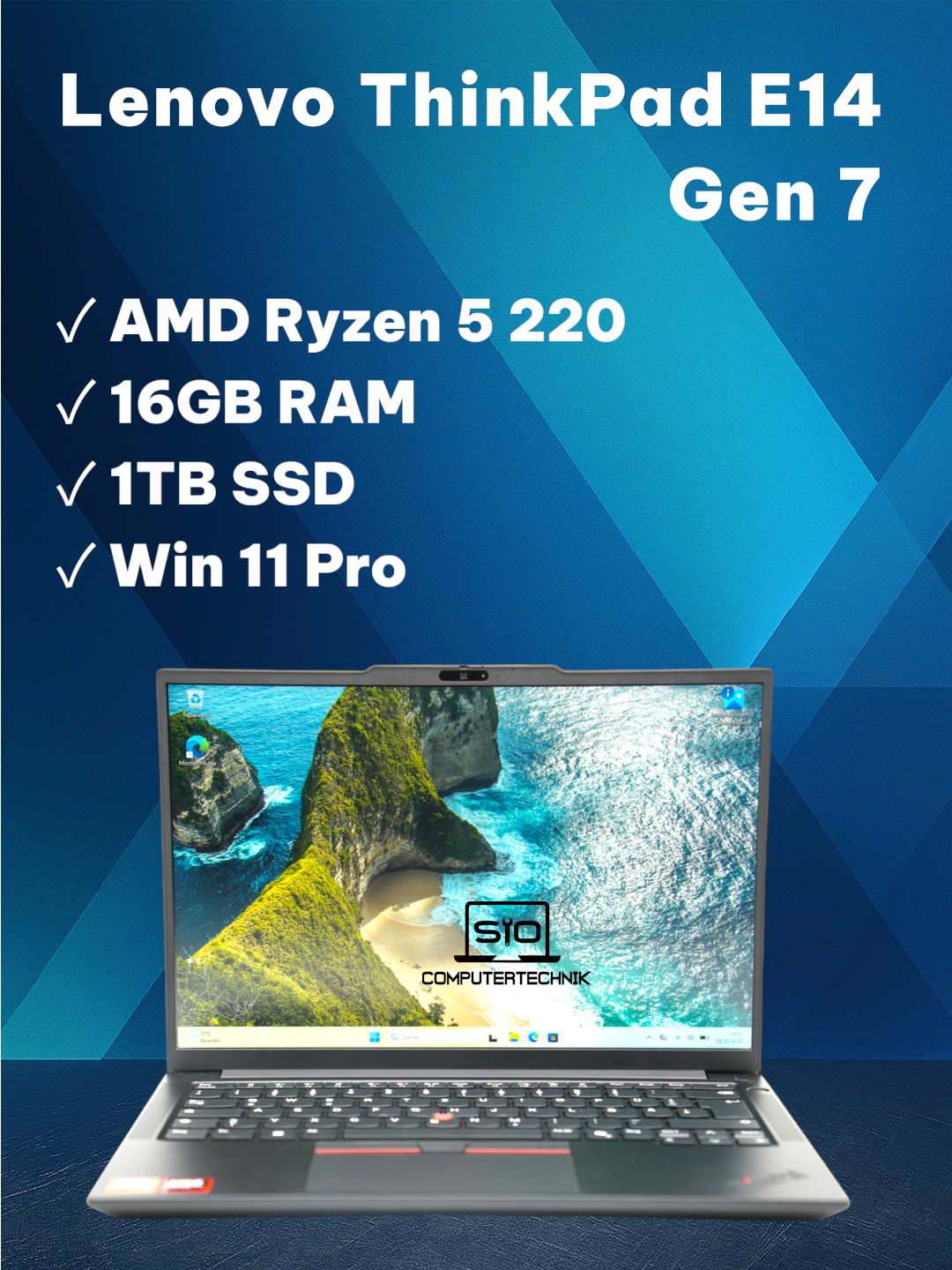 Lenovo ThinkPad E14 Gen7 AMD Ryzen 5 220 16GB RAM 1TB SSD Radeon 740M Win11