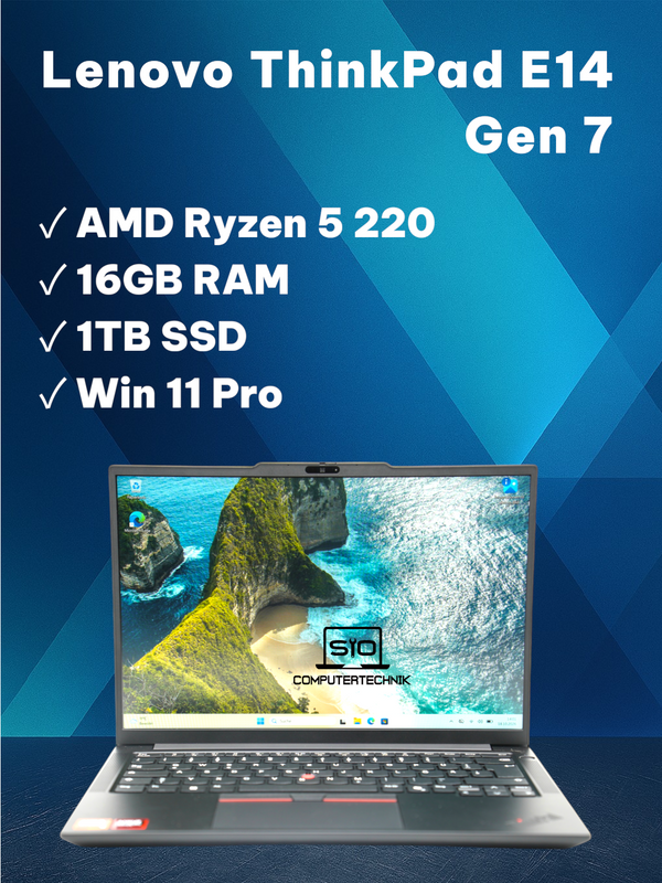 Lenovo ThinkPad E14 Gen7 AMD Ryzen 5 220 16GB RAM 1TB SSD Radeon 740M Win11