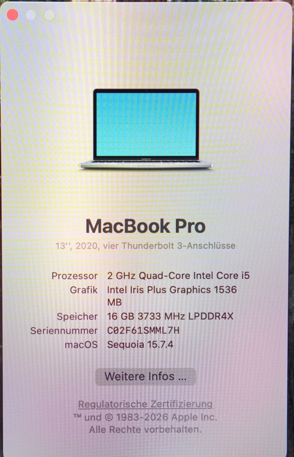 MacBook Pro 2020 13,3" Retina i5-10th Gen. 16GB RAM 512GB SSD Intel Iris+ #265