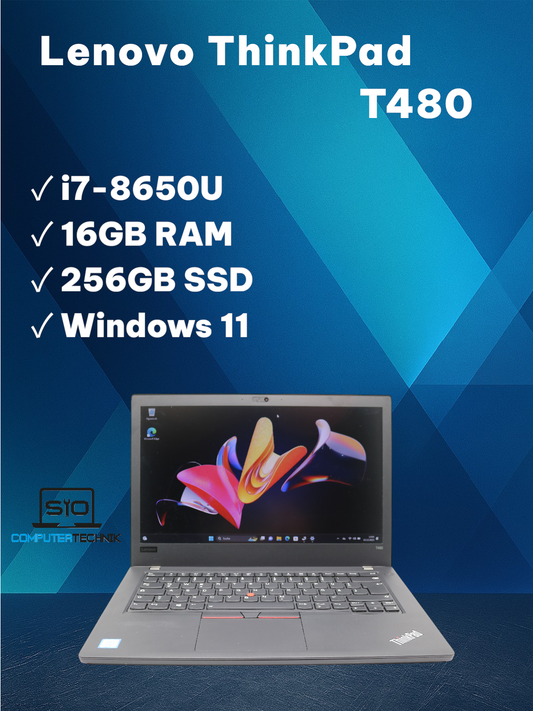 Lenovo ThinkPad T480 i7-8650U 16GB RAM 256GB SSD UHD GeForce MX150 Win11 #E1