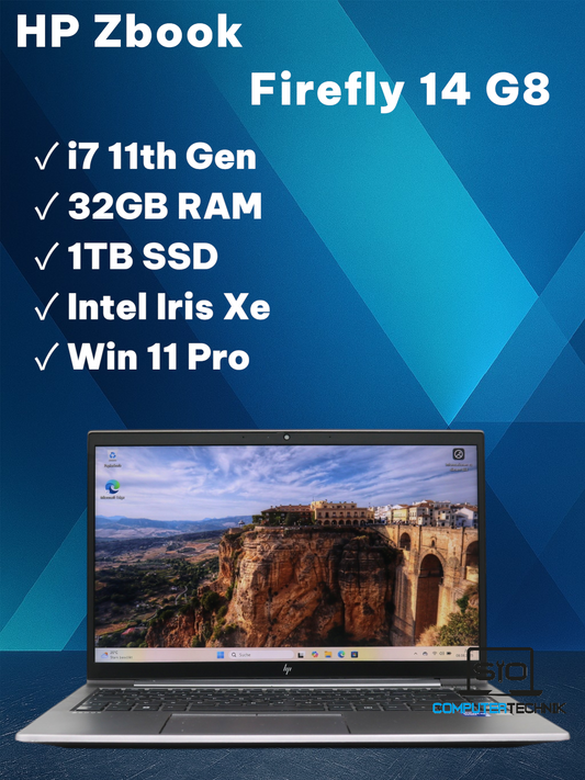 HP Zbook Firefly 14 G8 Mobile Workstation PC i7-1185G7 32GB RAM 256GB SSD Win 11
