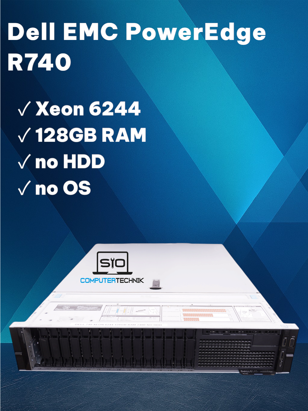 Dell EMC PowerEdge R740 2x Xeon Gold 6244 128GB DDR4 RAM 2U Server ohne HDD