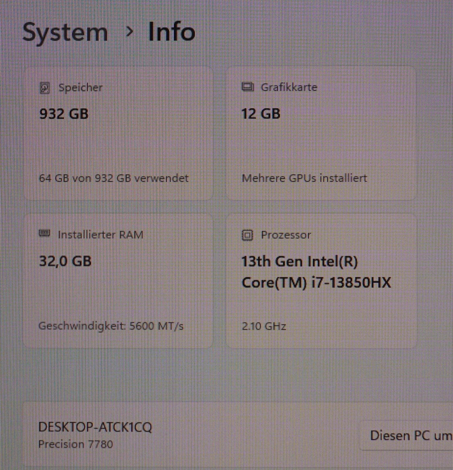 Dell Precision 7780 i7-13850HX 32GB RAM 1TB SSD 17,3" FHD RTX 3500 Ada Win11