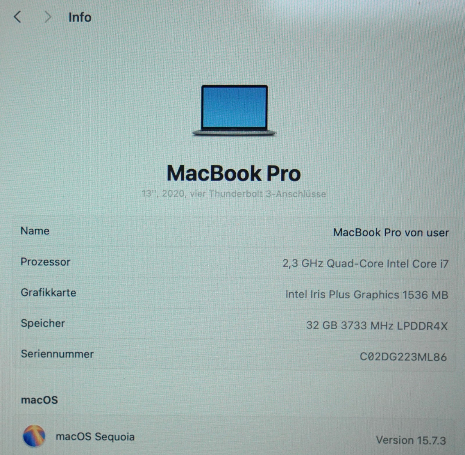 Apple MacBook Pro 13,3" 2020 Intel i7 32GB RAM 1TB SSD Retina Display #801