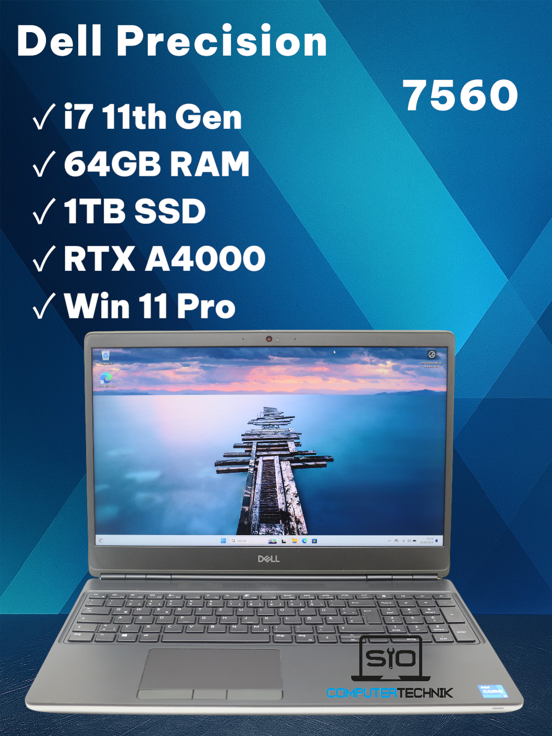 Dell Precision 7560 i7-11800H OctaCore 64GB RAM 1TB SSD 15,6" FHD RTX A4000